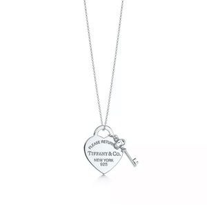 Tiffany Heart Tag Necklace With Key Pendant